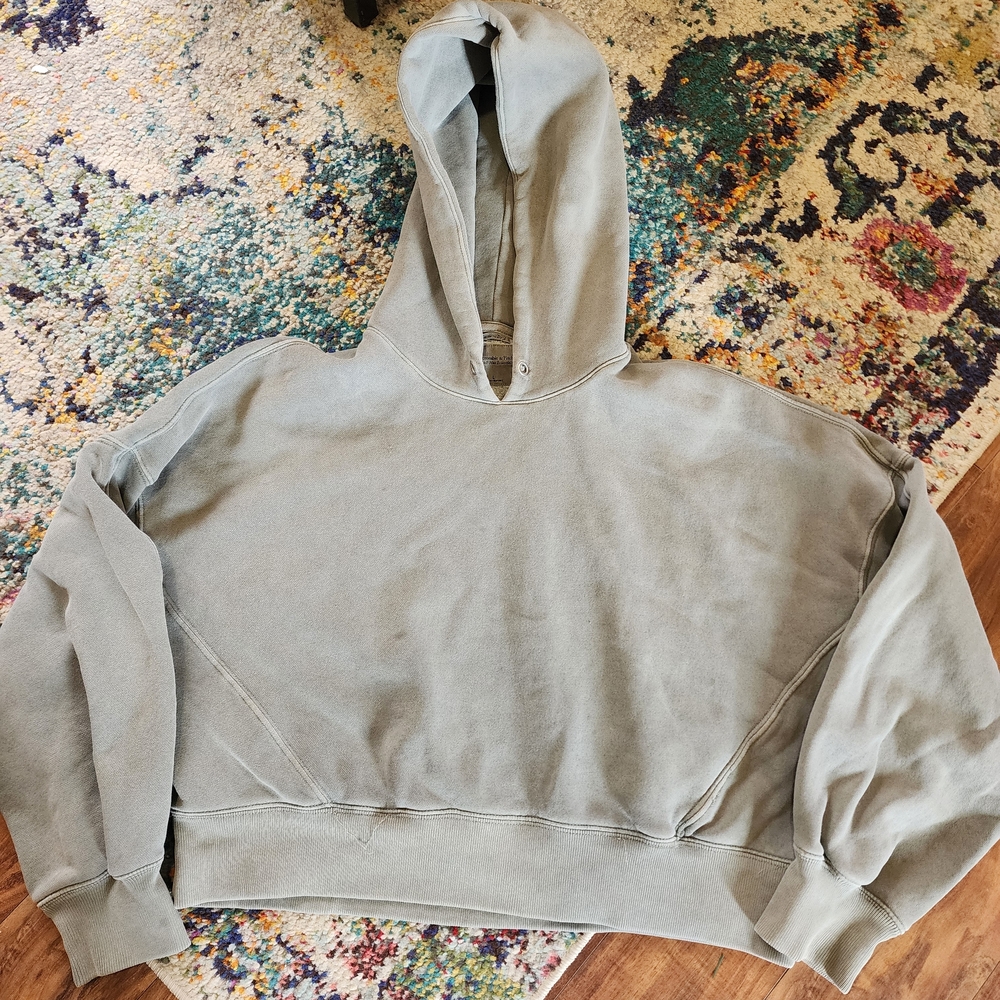 Abercrombie & Fitch Light Sage Green Cropped Hoodie